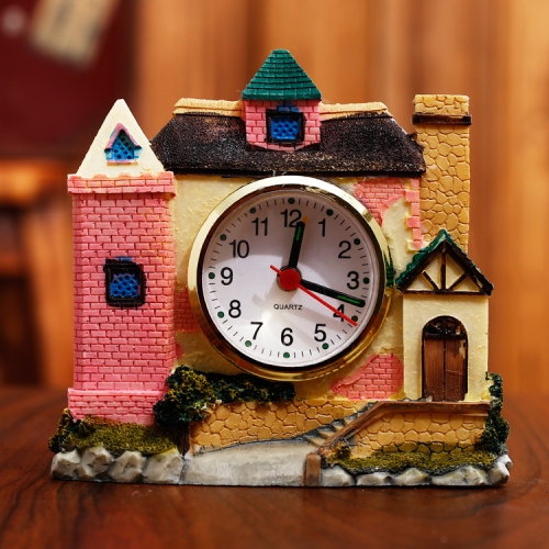 

2 PCS Castle Alarm Clock Home Desktop Decoration(Pink)