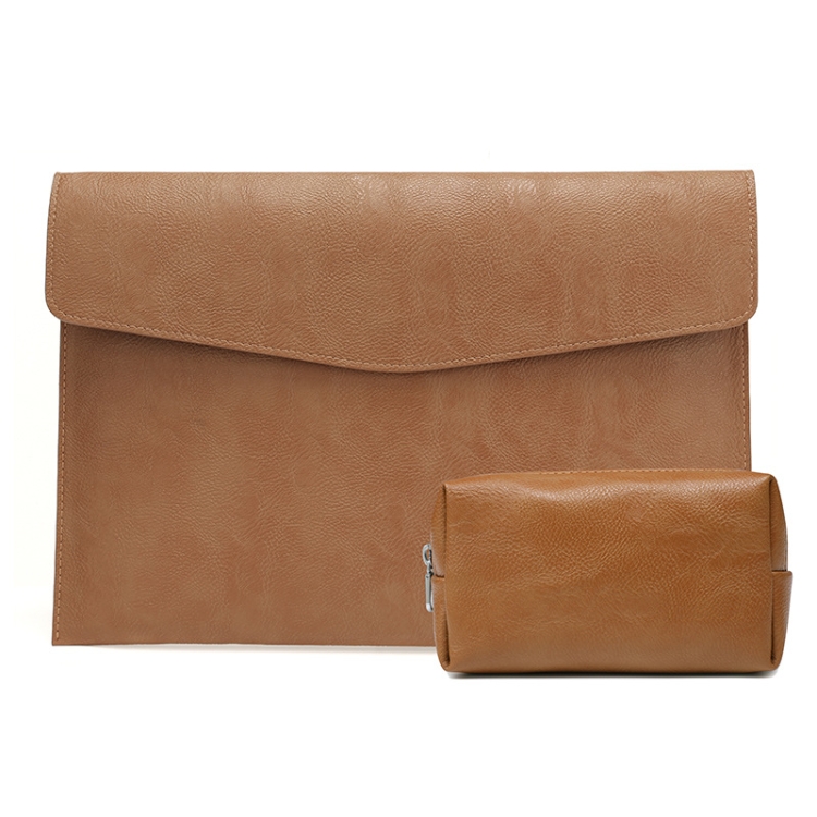 

PU Leather Litchi Pattern Sleeve Case For 13.3 Inch Laptop, Style: Liner Bag + Power Bag (Light Brown)