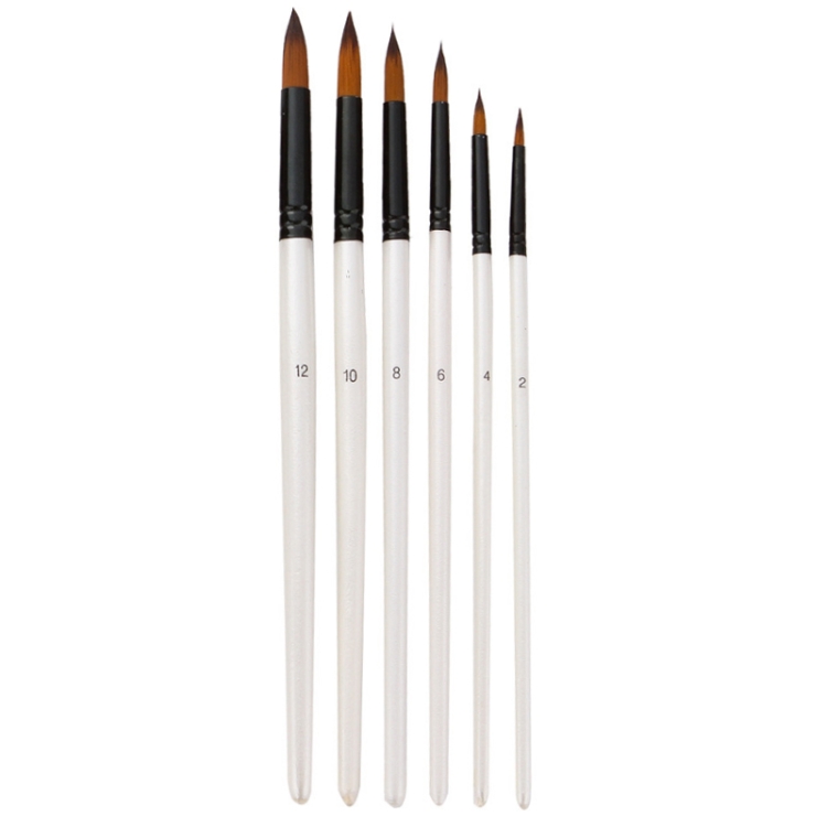 

Zhuting 2 Packs Nylon Wool Stick Gouache Brush Set(6 PCS/Set Pointed)