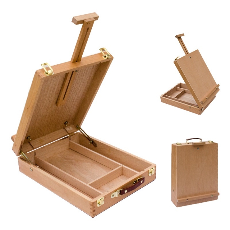 

Round Corner Portable Oil Painting Box Multifunctional Painting Stand(Wood Color)