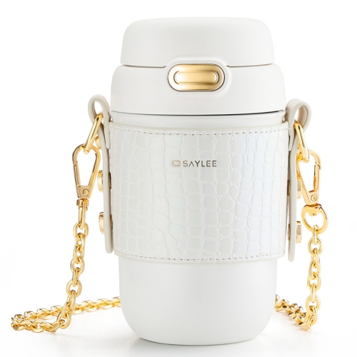 

SAYLEE SL-BW-8432 360ML Stainless Steel Crossbody Thermos Cups(Camellia White)