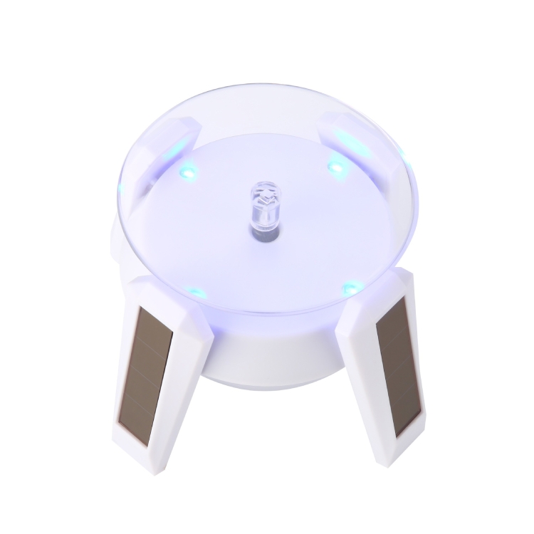 

High-Footed UFO Solar 9cm 360 Rotating Display Stand Props Turntable(White Blue Light)