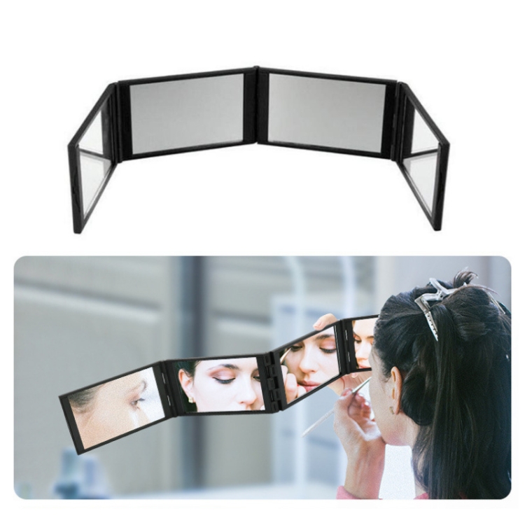 

Four-sided Foldable Multi-angle Panoramic Portable Makeup Mirror(Black)
