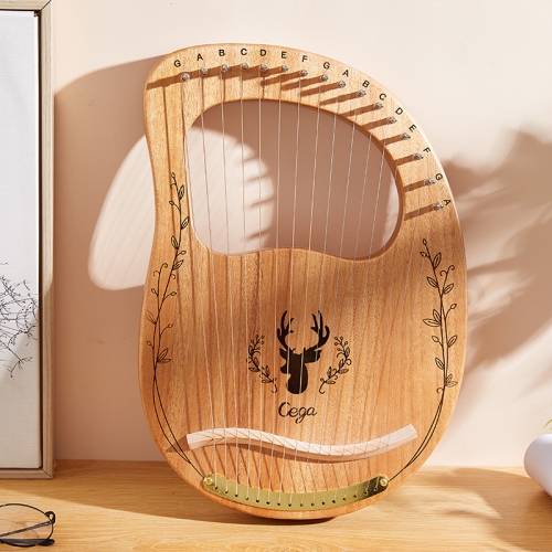 

Wooden Mahogany Lyre Harp Beginner Musical Instrument, Style: 16 Strings Wood Color