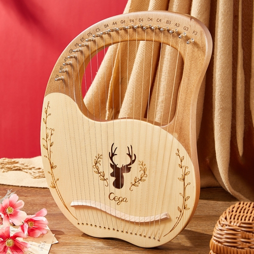 

Wooden Mahogany Lyre Harp Beginner Musical Instrument, Style: 19 Strings Deer Wood Color
