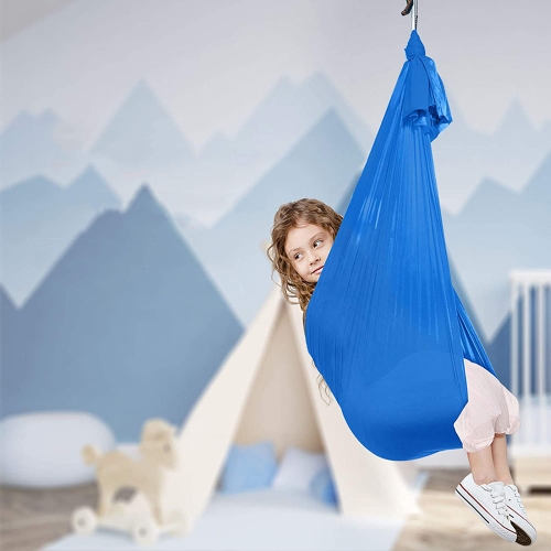 

Kids Elastic Hammock Indoor Outdoor Swing, Size: 1.5x2.8m (Dark Blue)
