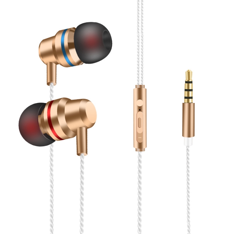 

2 PCS TS8 3.5mm In-Ear Metal Wired Control Phone Earphone(Gold)