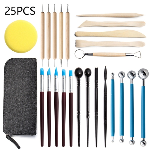 

25-In-1 Soft Pottery Clay Sculpture Production Combination Art Supplies Set