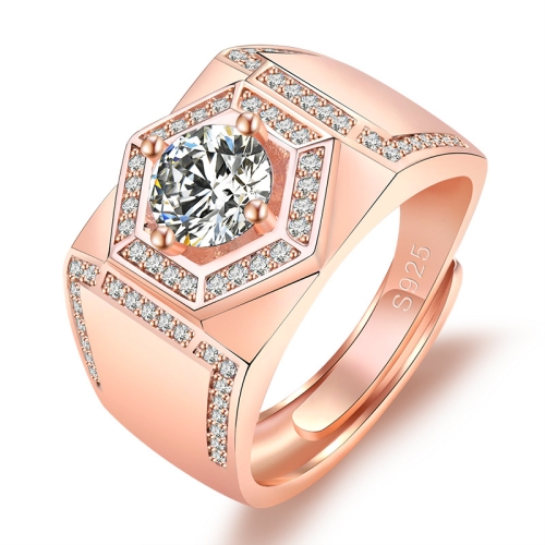 

2 PCS J335 18K Men Faux Moissanite Carat Platinum Plated Diamond Ring(Rose Gold)