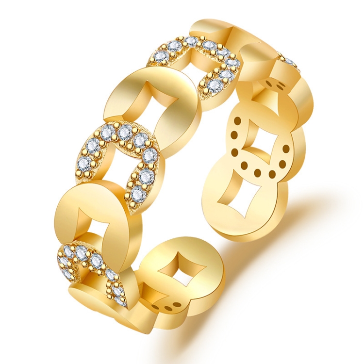 

2 PCS J336 Bronze Coin Wealth Micro-Set Openwork Ring(Gold)