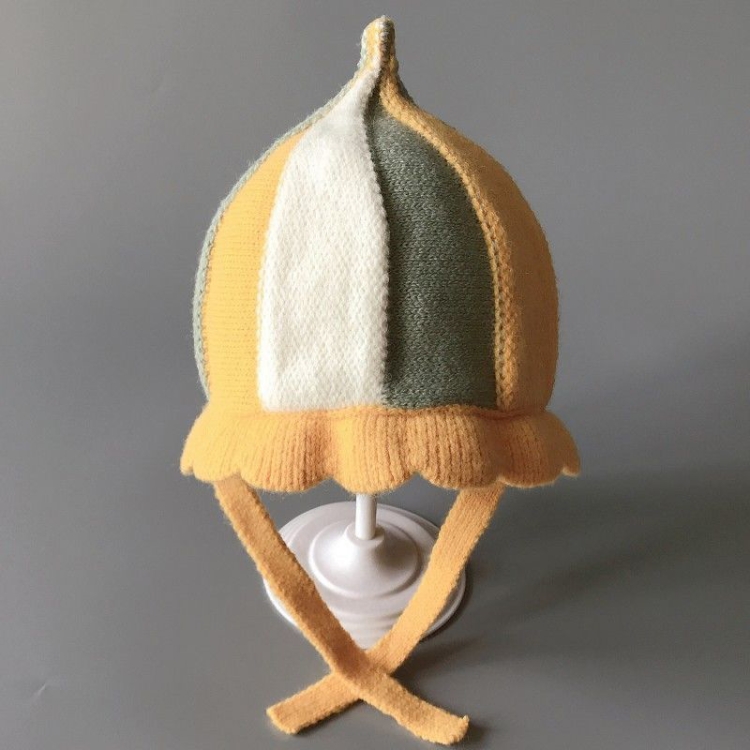 

Autumn And Winter Outdoor Baby Colorblock Lace Wool Cap, Size: For 0-2 Years Old(Yellow)