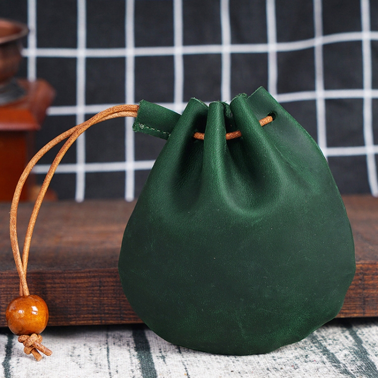

18L-107 Vintage Leather Coin Purse Mini Organizer(Green)