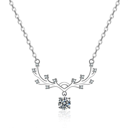 

A207 Ladies Small Antler Water Drop Pendant Clavicle Necklace, Color: Platinum Color (With Chain)