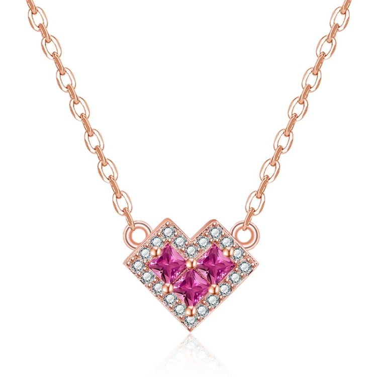 

A210 Ladies Heart Pendant Gold Plated Clavicle Necklace(Rose Gold (With Chain))