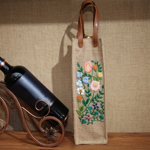 

Hand-Embroidered Three-Dimensional Fabric Wine Bottle Storage Bag, Pattern:(Throw Away Youth)