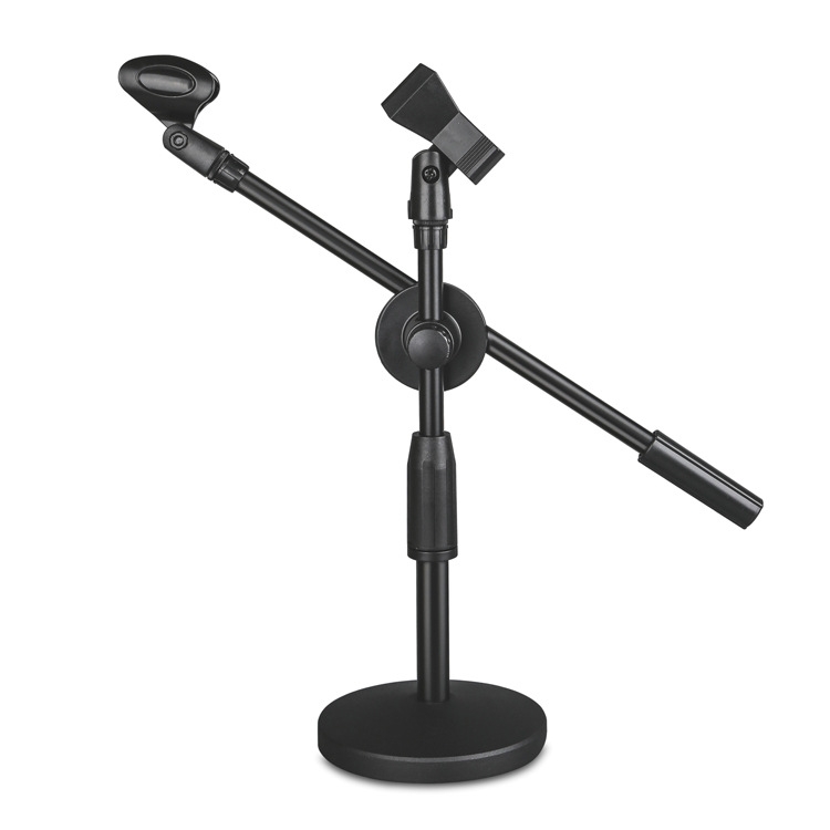 

LKT-300 30-65cm Full Metal Disc Base Dual Microphone Stand,Size: 140mm Base