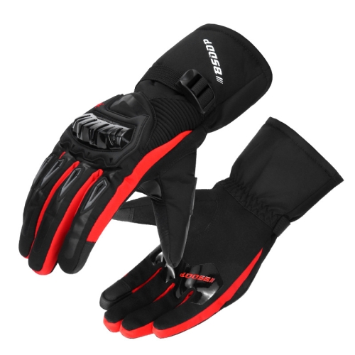 

BSDDP RH-A0127 Winter Warm Fleece Long Motorcycle Gloves, Size: L(Red)