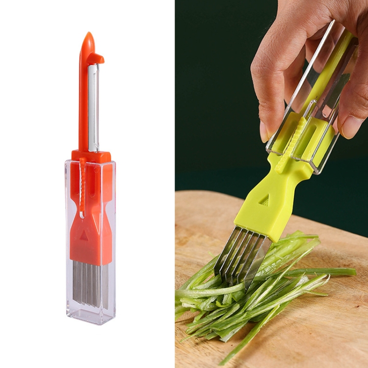 

5 PCS Home Kitchen Multifunctional Green Onion Peeler(Orange)
