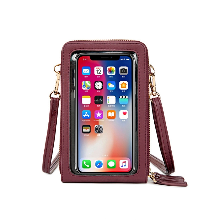 

SJ617 Multifunctional Touch Screen Phone Bag Single-shoulder Bag(Red Wine)
