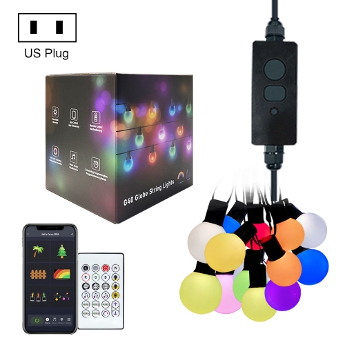 

G40 Bulb Bluetooth Smart RGB String Lights Outdoor Decoration, Spec: 10m 50 LEDs-US Plug