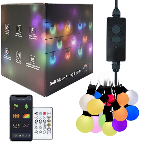 

G40 Bulb Bluetooth Smart RGB String Lights Outdoor Decoration, Spec: 10m 50 LEDs-USB Power