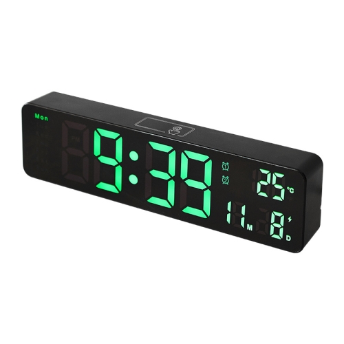 

6625D LED Digital Alarm Clock Luminous Desktop Timer Temperature Display Alarm Clock( Black Shell Green Light)