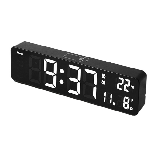 

6625D LED Digital Alarm Clock Luminous Desktop Timer Temperature Display Alarm Clock( Black Shell White Light)