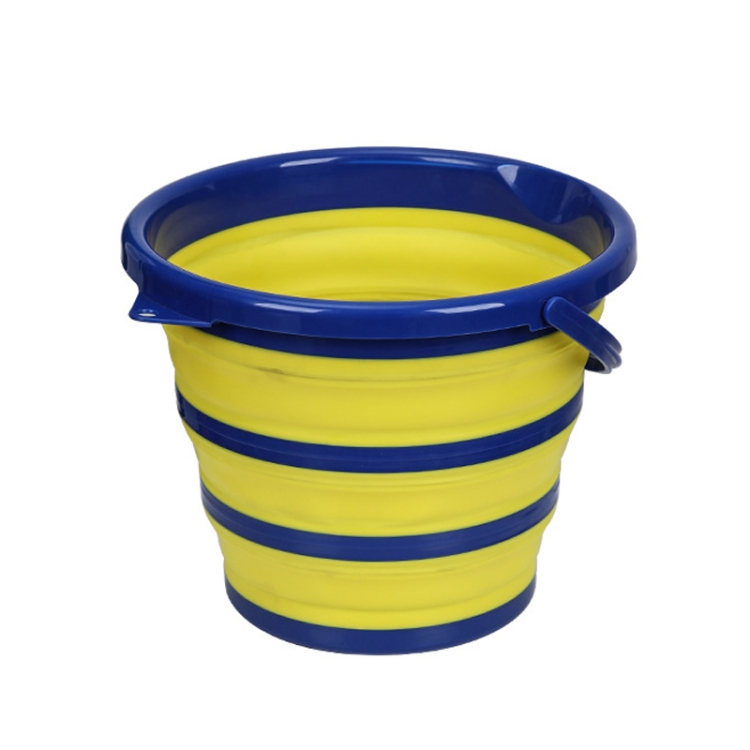 

Home Outdoor Portable Folding Silicone Bucket, Capacity: Blue Yellow 10 Liters