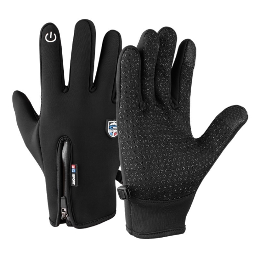 

Outdoor Sports Velvet Cold-proof Touch Screen Zipper Gloves, Size: M(Black)