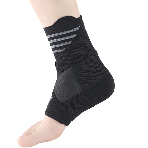 

Nylon Sports Compression Striped Bandage Ankle Support, Specification: M(Gray Stripes)