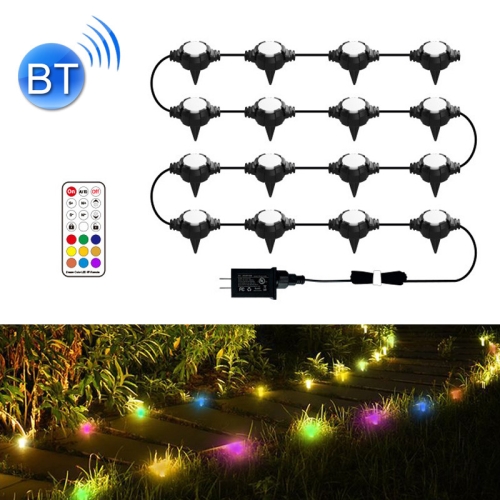 

F16C 16 LEDs RGB Bluetooth String Lights Outdoor Waterproof Buried Lamp, US Plug(Black)