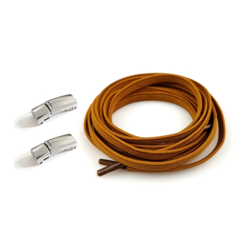 

4 Sets SLK28 Metal Magnetic Buckle Elastic Free Tied Laces, Style: Silver Magnetic Buckle+Brown Shoelaces
