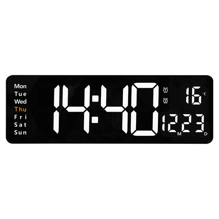 Orologio Da Parete Digitale LED Con Sveglia, Grande Display, Luminosità Regolabile, Data, Giorno Della Settimana E Temperatura, Attivazione Vocale, Bianco