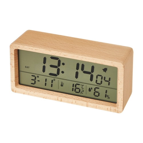 

1906 Solid Wood Luminous Clock Large Screen Temperature And Humidity Clock(Eucalyptus Yellow)