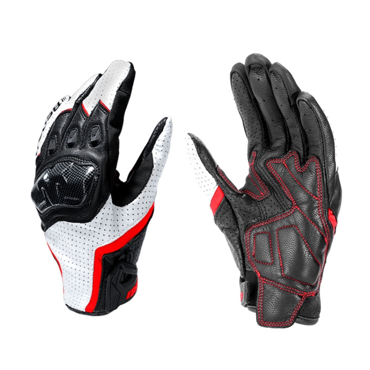 

BSDDP RHA0119 Motorcycle Breathable Sheepskin Glove, Size: XL(White)