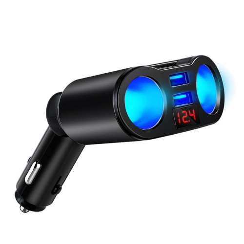 

G26 3 In 1 Cigarette Lighter Rotatable Car MP3 Bluetooth U Disk Player Diaplay Version(Black)