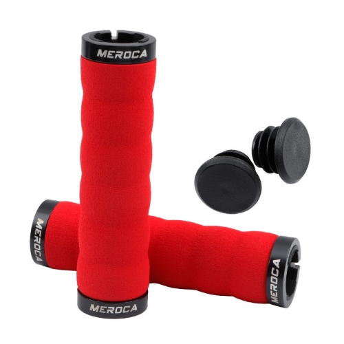 

MEROCA Mountain Bike Anti-slip Shock Absorber Riding Grip Cover, Style: Bilateral Lock Sponge ME30 Red