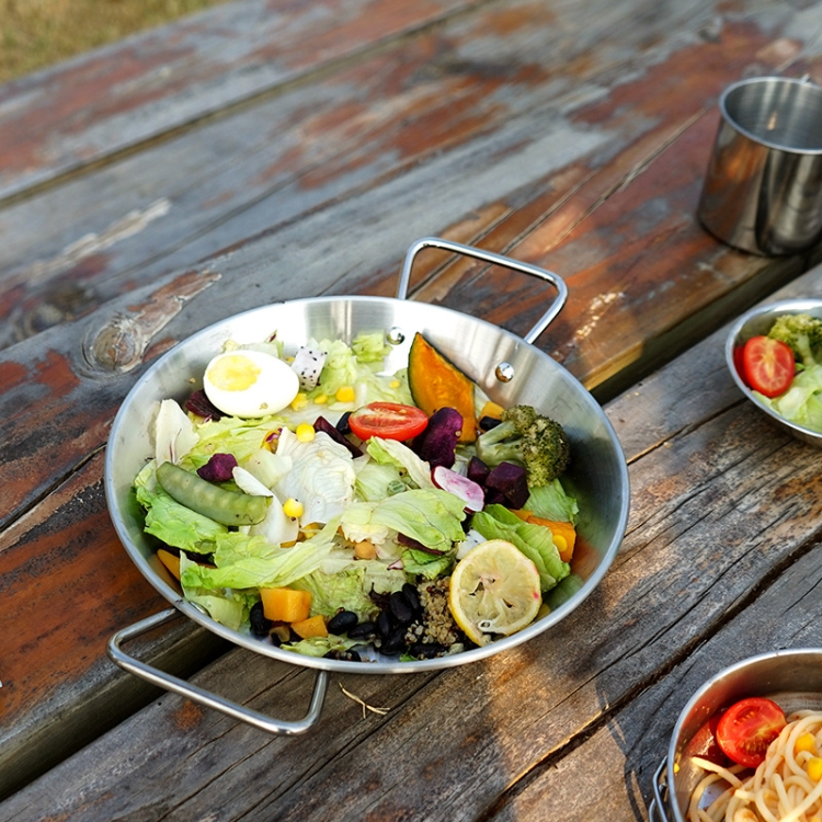 

Outdoor Camping Stainless Steel Binaural Pans(24cm)