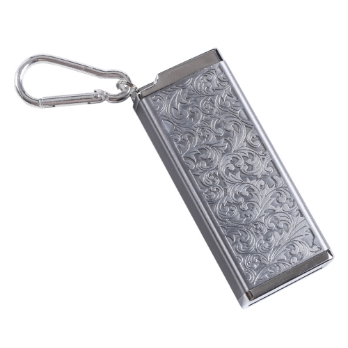 

Portable Cigarette Case Portable With Lid Sealed Ashtray, Color: Silver Engraved Flower