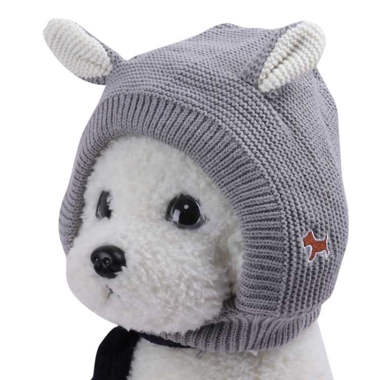 

Autumn And Winter Warm Knitted Rabbit Ears Pet Hat(Grey)