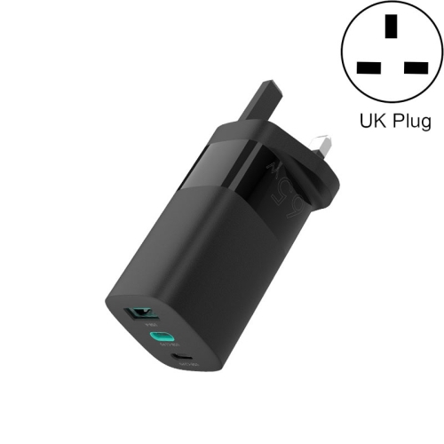 

QGeeM QG-CHGAN01 65W 3 In 1 Gallium Nitride PD3.0 Charger, Style: UK Plug (Black)