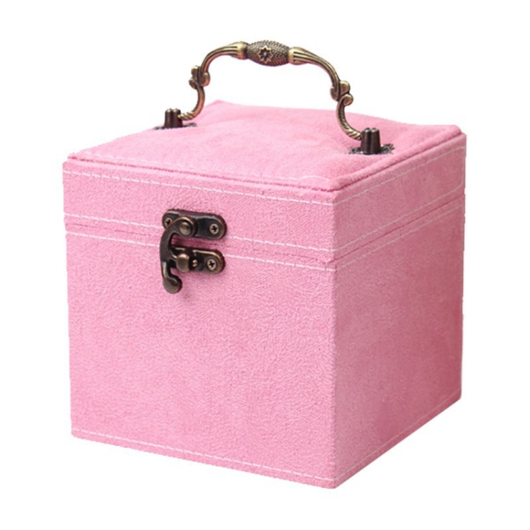 

Suede Inner Three-layer Jewelry Box, Size: 14x14x14cm(Pink)