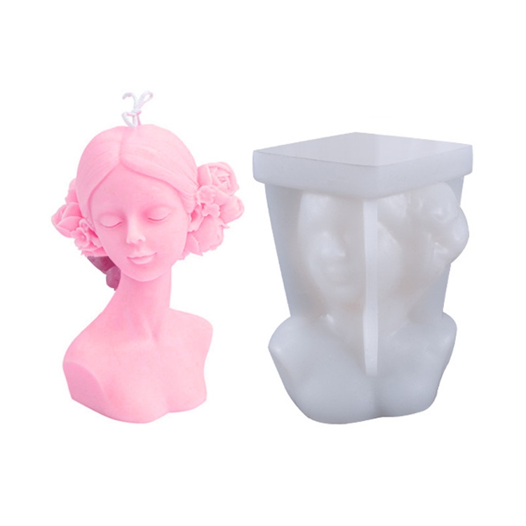 

Aromatherapy Plaster Mold Rose Beauty Candle Silicone Mold, Style: Close Eyes