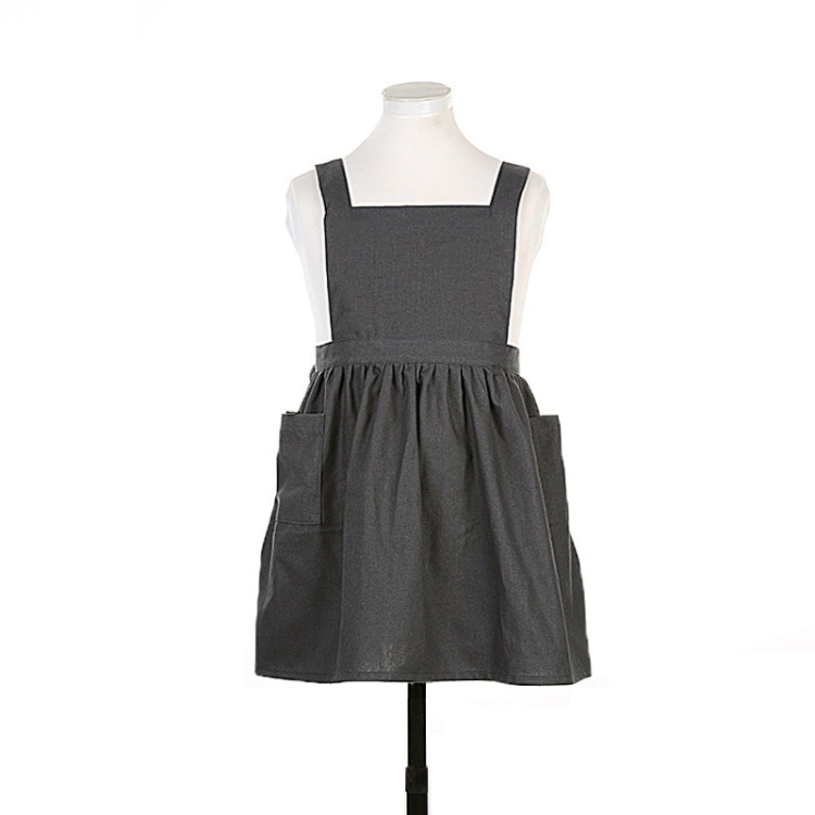 

Cotton And Linen Parent-Child Painting Apron Baking Coffee Work Clothes,Size: Childrens (Gray)