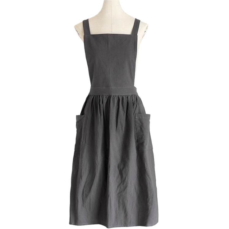 

Cotton And Linen Parent-Child Painting Apron Baking Coffee Work Clothes,Size: Adults (Gray)