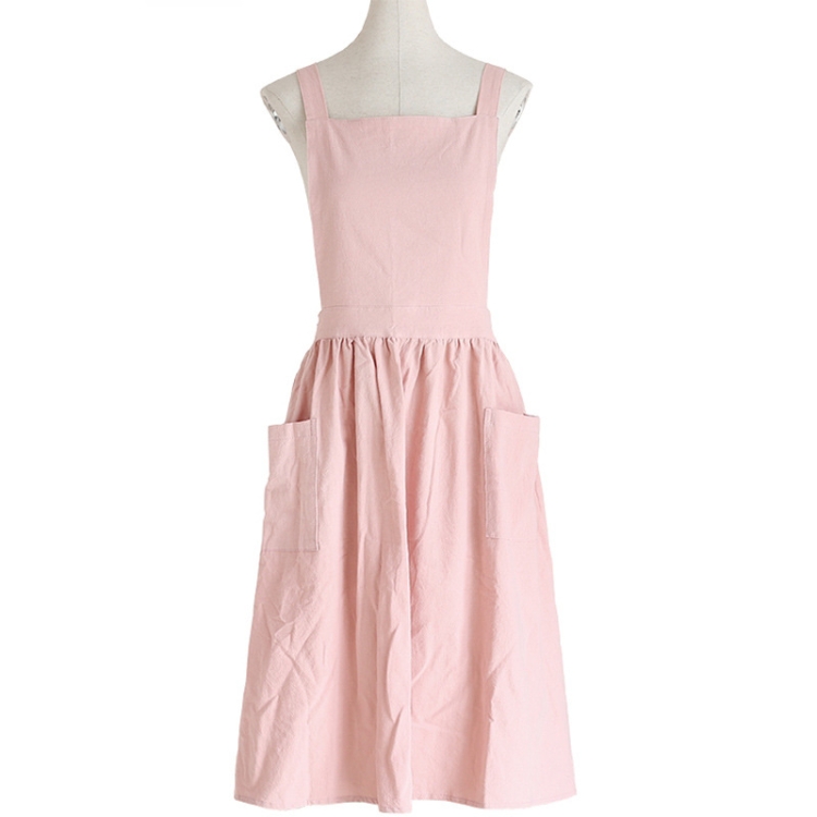 

Cotton And Linen Parent-Child Painting Apron Baking Coffee Work Clothes,Size: Adult ( Pink)