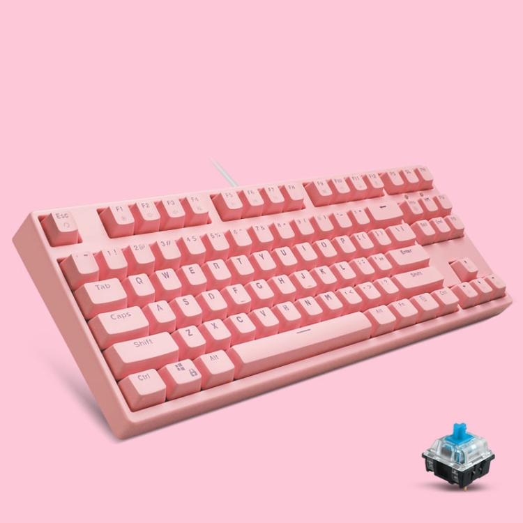

87/108 Keys Gaming Mechanical Keyboard, Colour: FY87 Pink Shell Pink Cap Green Shaft