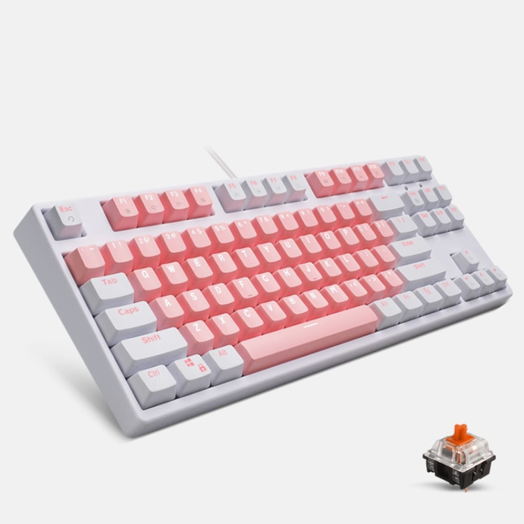 

87/108 Keys Gaming Mechanical Keyboard, Colour: FY87 White Shell Tea Shaft