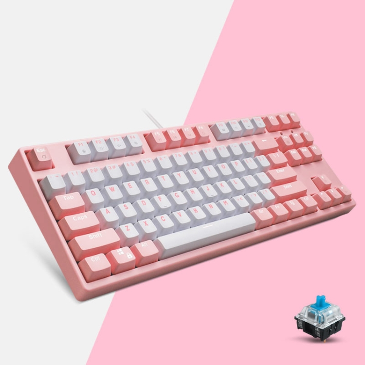 

87/108 Keys Gaming Mechanical Keyboard, Colour: FY87 Pink Shell Green Shaft