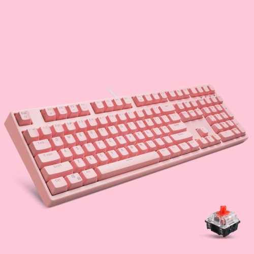 

87/108 Keys Gaming Mechanical Keyboard, Colour: FY108 Pink Shell Pink Cap Red Shaft